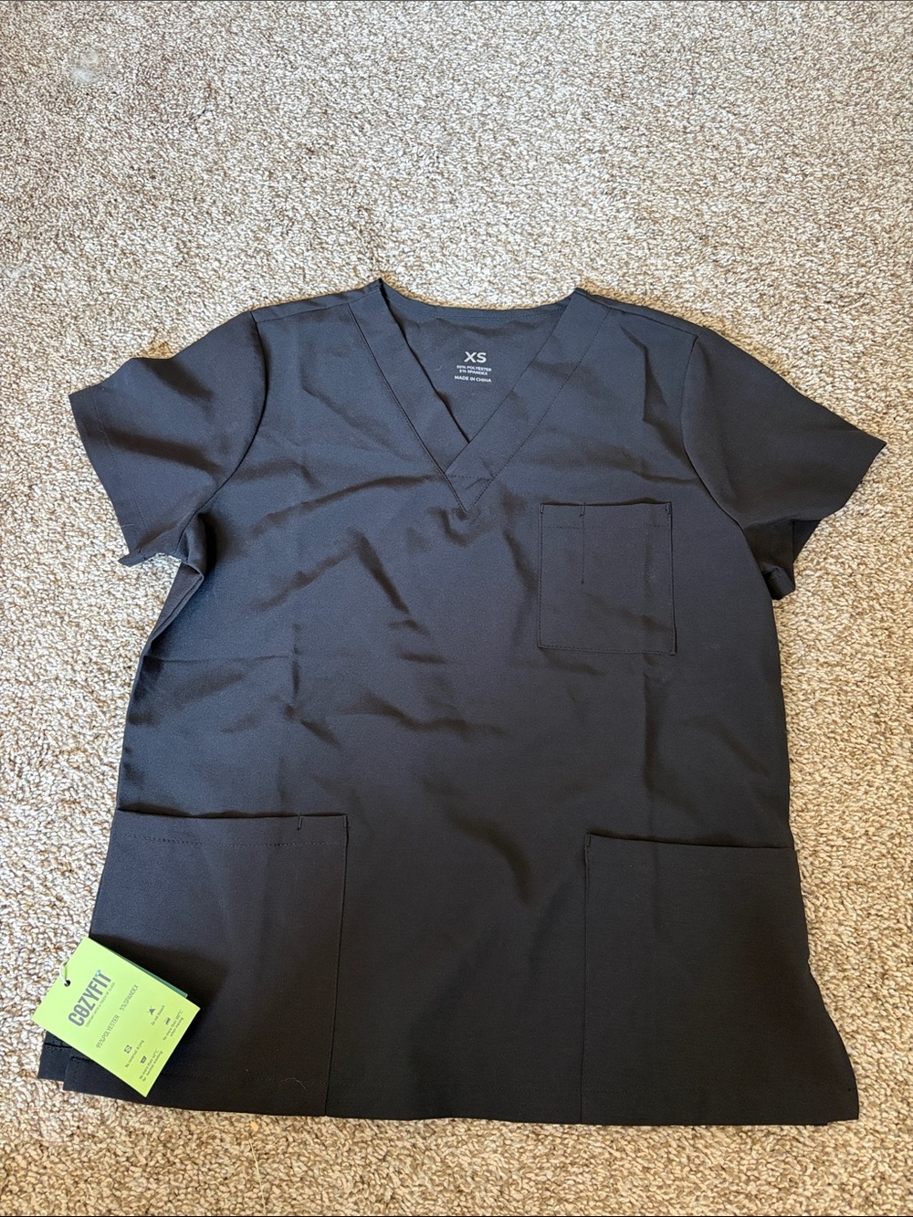 No Brand Black V-Neck Women's Scrub Top - XS